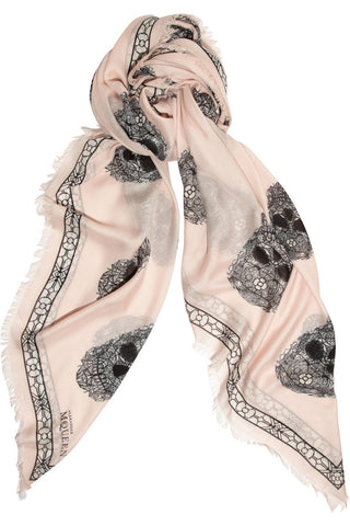 Printed fine-knit modal and silk-blend scarf