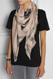 Printed fine-knit modal and silk-blend scarf