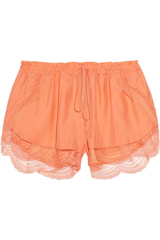 Lace-trimmed silk shorts